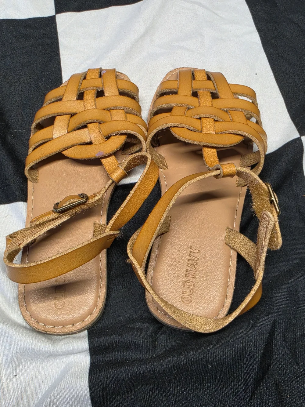 Old Navy Kids Woven Tan Leather-Look Sandals